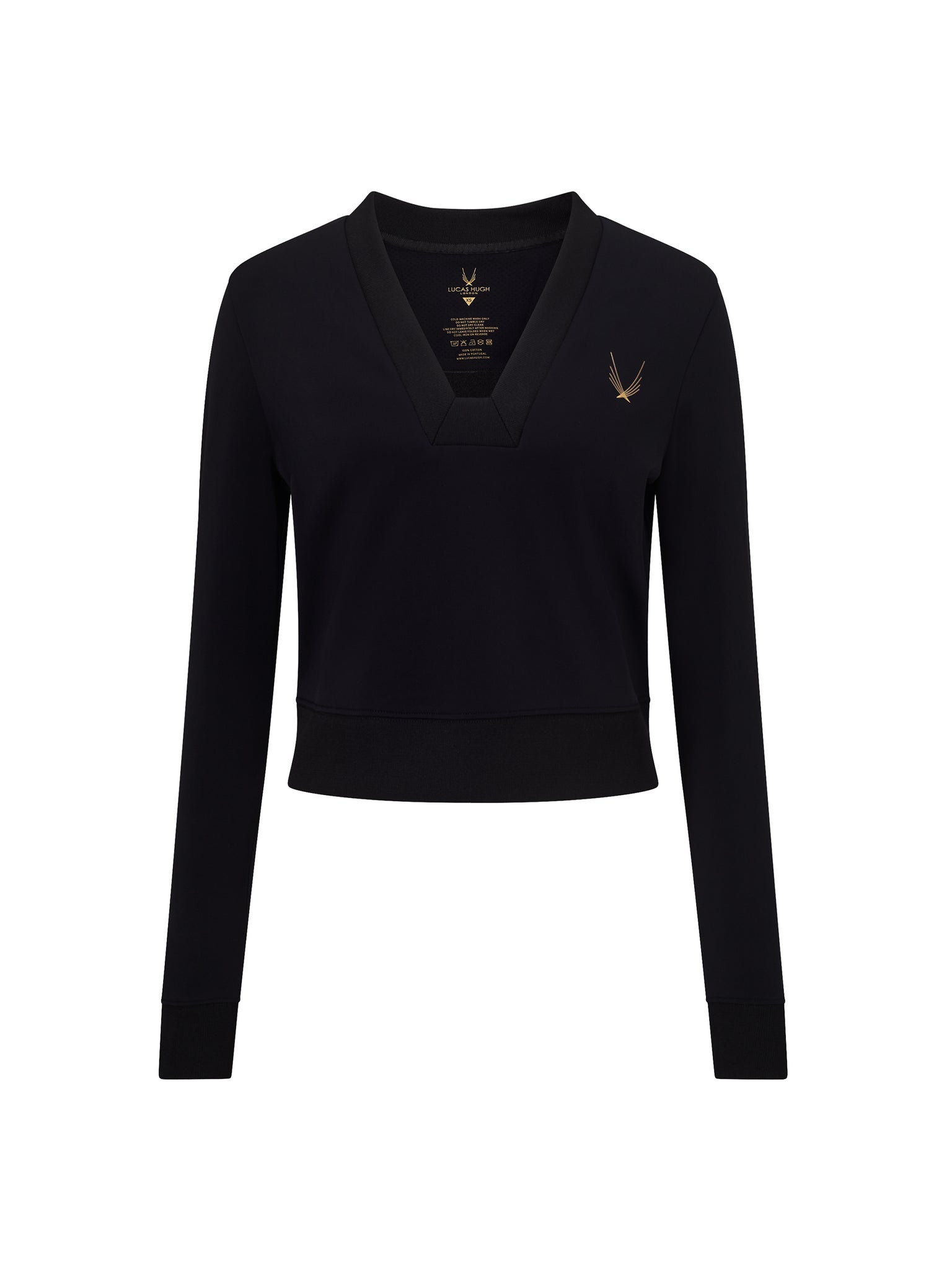 a black cropped sweatshirt